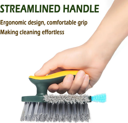 Alnorte 4 in 1 Grout Cleaning Brush with Scrape, V Shape Grout Cleaner for Tile Floors, Bathroom, Corner, Baseboard, Kitchen, Shower with Stiff Bristles (White)