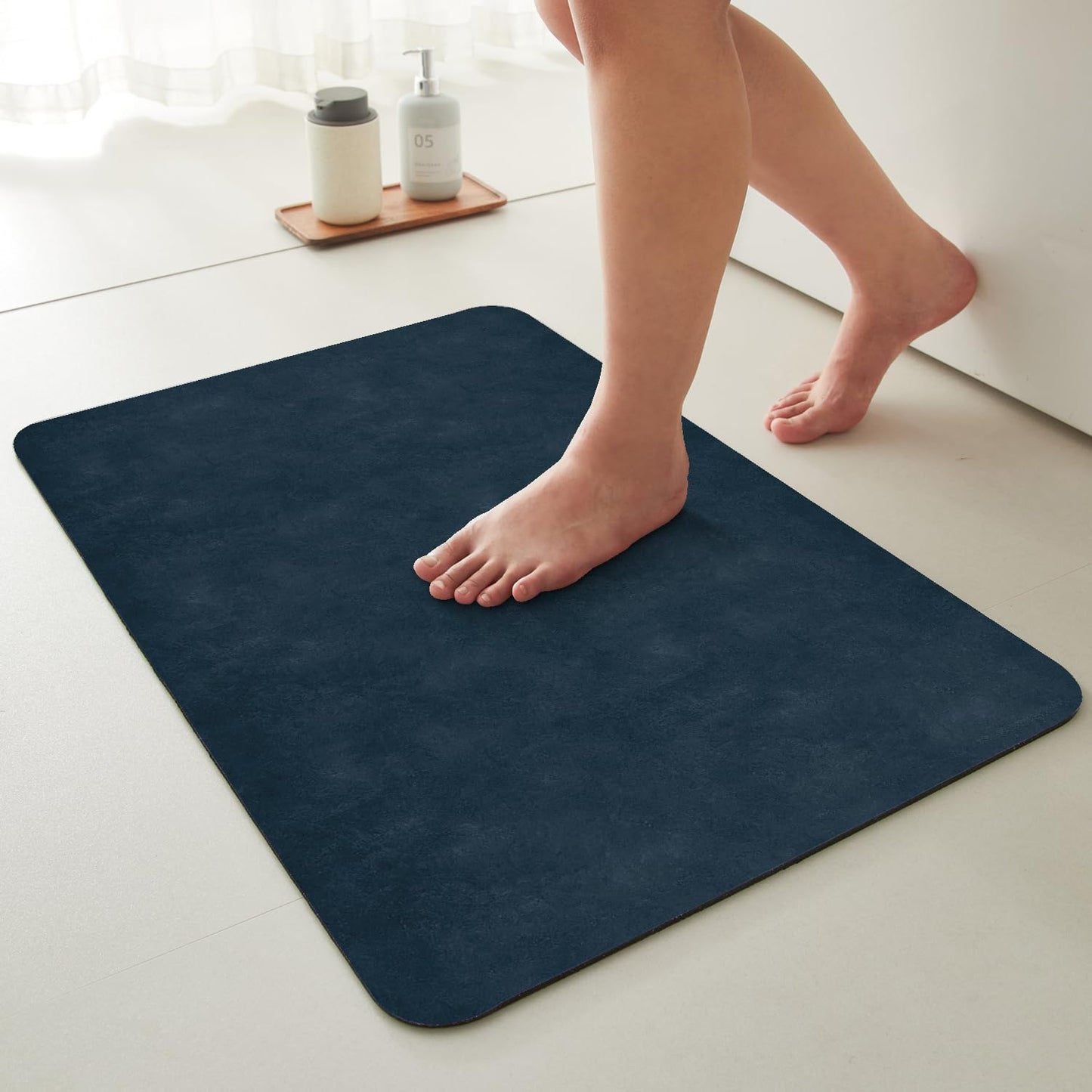 TYUU Bath Mat, Bathroom Rugs Non Slip Washable Thin Absorbent Quick Dry Bath Mat Fits Under Door Bathroom Floor Mat Perfect for Bath, Shower, or Sink 16"x24" Dark Grey