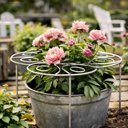 Metal Plant Support Ring for Garden, Peony Cage Stand, Indoor Pots, Flower Hoop, Decorative Grow Through Rings, Stackable Houseplant Stake, Dahlia Cage, Outdoor Orchid Clip(1PC,Medium)