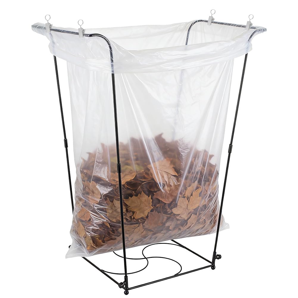 Trash Bag Holder, Garbage Bag Holder, Metal Leaf Bag Holder Stand | Portable Trash Bag Holder for 30-45 Gallon for Lawn, Yard, Camping, Outdoor, S-Shape Base