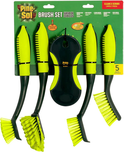 Pine-Sol Scrub Brush Set - Long Handle Cleaning Brushes with Heavy Duty Bristles and Comfort Grip - Scrubbers for Kitchen, Household, and Dishwashing, 2 Pieces