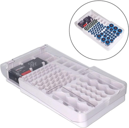 Battery Organizer Storage Box with Tester,Clear Lid Battery Organizer Storage Case Holder Holds 93 Batteries Battery Storage Box Battery Carrying Case（Batteries are Not Included）