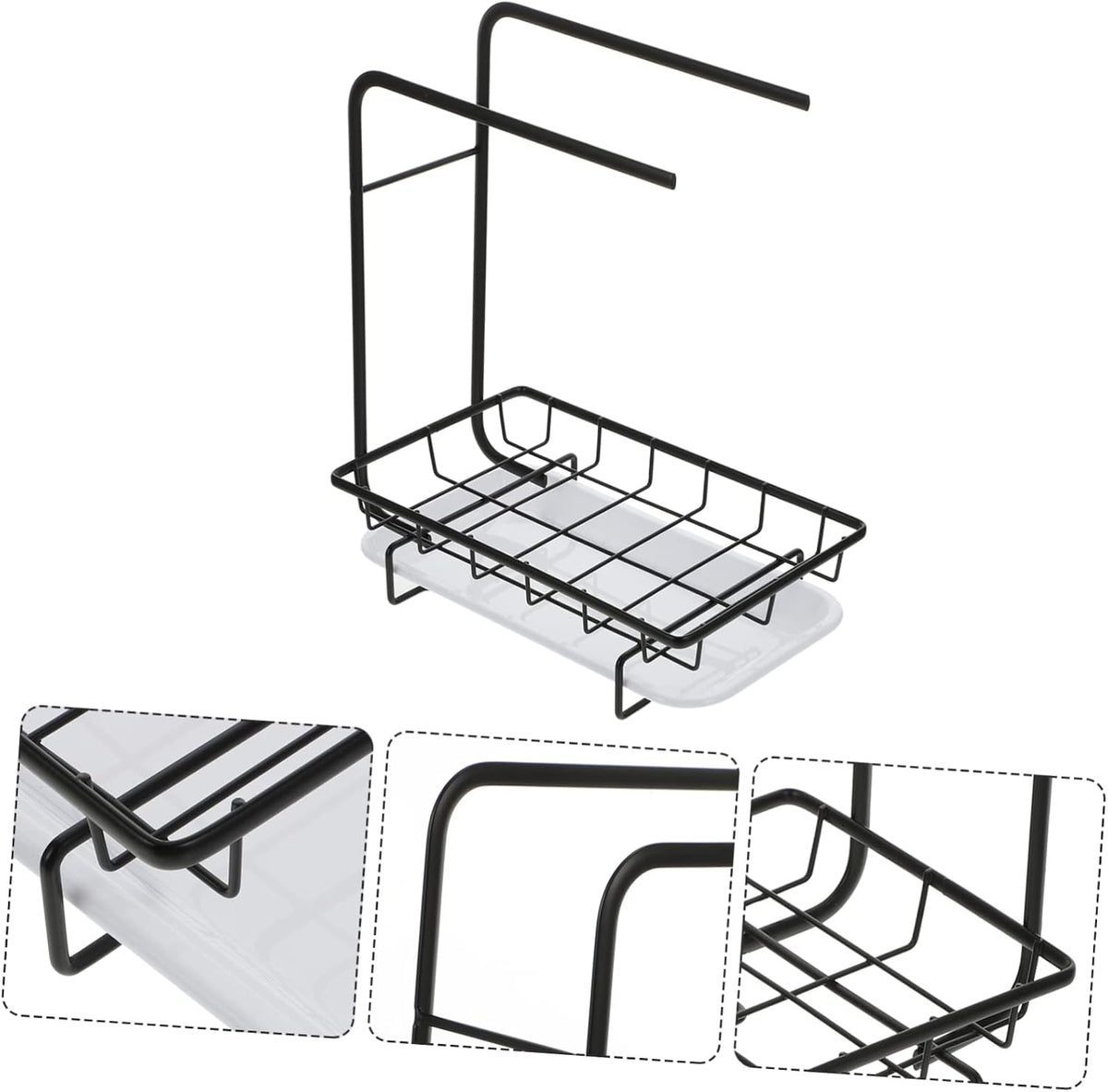 PRETYZOOM 1pc Kitchen Dual-Purpose Storage Rack Dishcloth Sponge Draining Rack Modern Design for Sponges Cleaning Soaps Wall-Mounted Kitchen Organizer