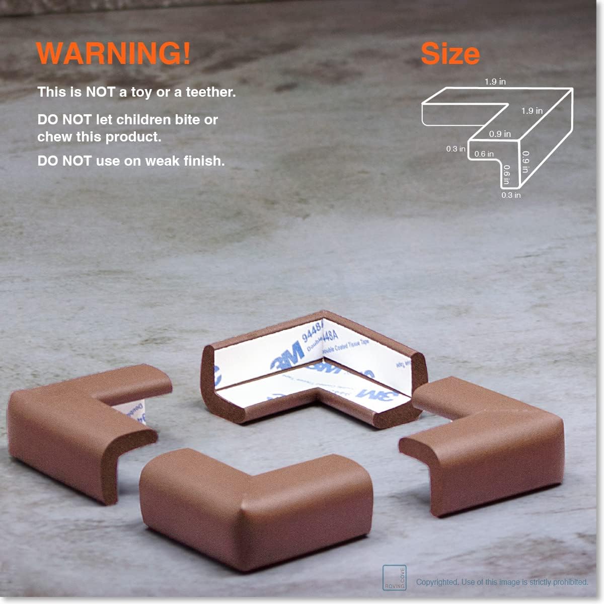 Roving Cove HeftyFit Corner Protector for Baby (4 Large Corners), Heavy-Duty Soft Rubber Foam Furniture Corner Bumper Guards, 3M Adhesive Pre-Taped, Oyster White (Off White)