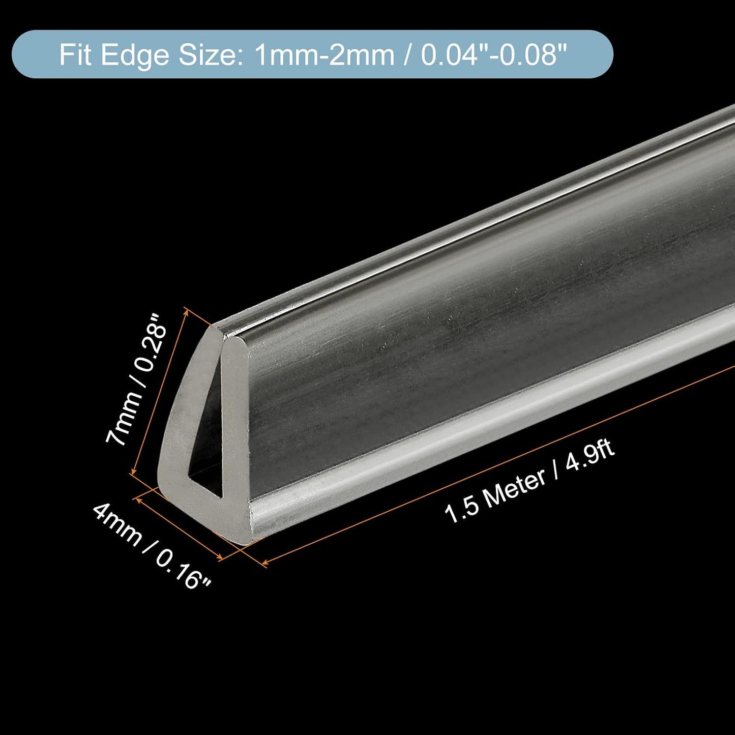 uxcell U Channel Edge Trim, 4.9ft Length Soft Rubber Guard Seal Strip Edge Protector Fit for 1-2mm Edge, (9/32" W x 5/32" H) Clear