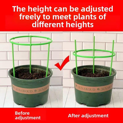 Plant Support Stakes Adjustable Plastic Ring 6 Cross Bars 2 Sets for Potted Plants Seedlings Indoor Outdoor Garden Support, 24.5*20