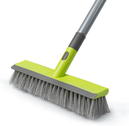 Floor Scrub Brush with 57" Long Handle, 2 in 1 Scrape and Deck Brush Floor Scrubber for Cleaning Smooth Concrete, Carpet, Patio, Kitchen Wall and Tile