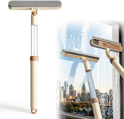 5-in-1 Double-Sided Window Screen Cleaning Brush with Long Handle, Extendable Squeegee for Window Cleaning & Car Window Cleaner Tool – Complete Window Cleaning Kit for Home Auto Glass (Mix-2pcs)