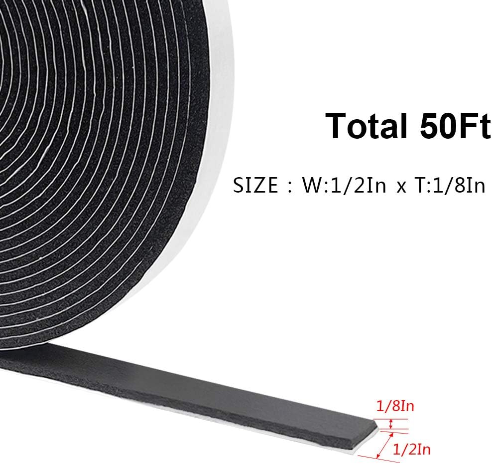 Weather Stripping Door Seal Strip for Doors and Windows, 1In x 1/8In x 33Ft x 2 Roll Foam Insulation Tape Self Adhesive,Sound Proof,Weatherstrip,Pipe Cooling, Air Conditioning Seal Strip - Colors B