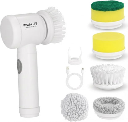 VIMALIFE Electric Spin Scrubber, Cordless Bathroom Scrubber IPX6 Waterproof with 5 Replaceable Heads, Power Scrub Brush for Shower, Tiles, Kitchen Scrub Brush for Cleaning