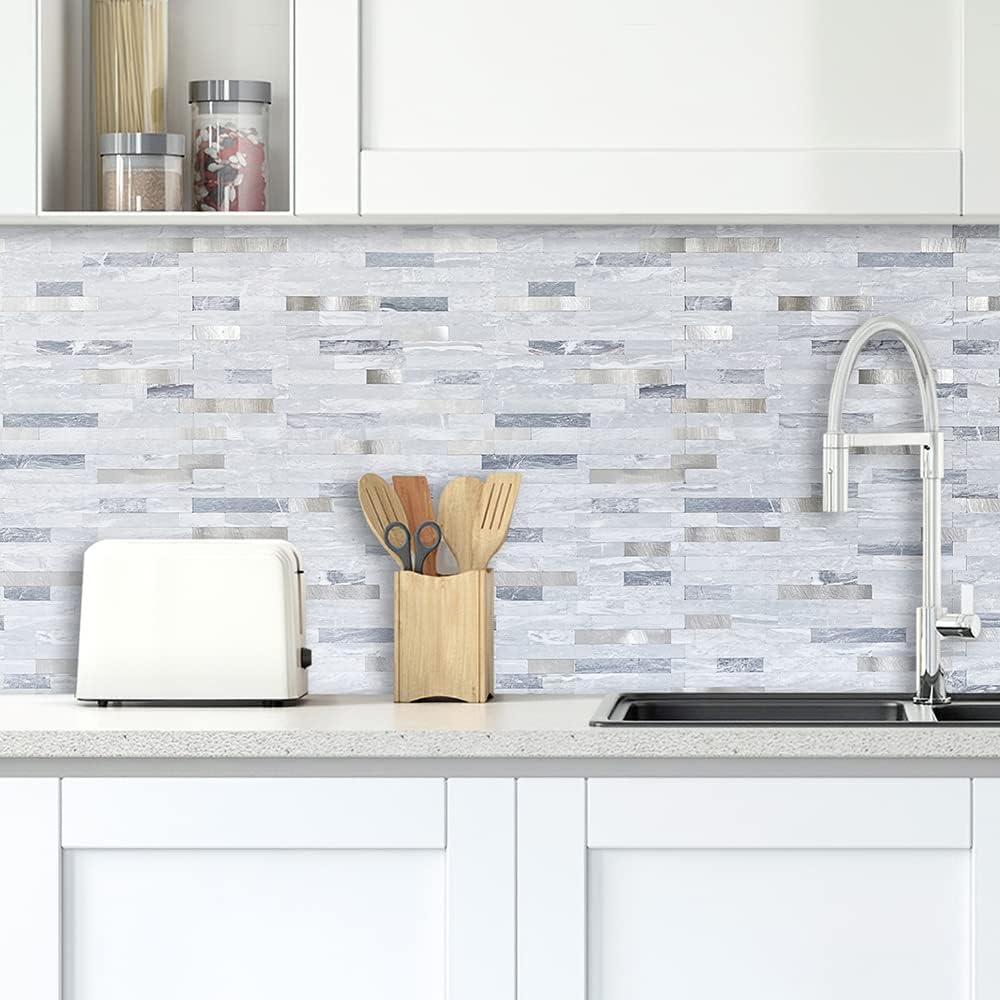 DICOFUN 10-Sheet Peel and Stick Backsplash Wall Tile, PVC Kitchen Backsplash Peel and Stick in Sandstone, 9.4 sq.ft