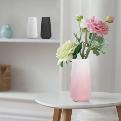 White Ceramic Vase, GUKJOB Small Cute Flower Vase for Pampas Grass, Home, Living Room, Dining Table, Farmhouse, Office Decor, Bedroom, Table, and Kitchen Shelf (White- 2PCS)