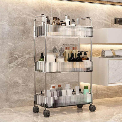 Sooyee 3 Tier Rolling Cart with Wheels, Slim Storage Cart, Under Desk Narrow Rolling Utility Cart Storage Organizer for Office Bathroom Kitchen Laundry Room Narrow Places, White, Plastic and Metal