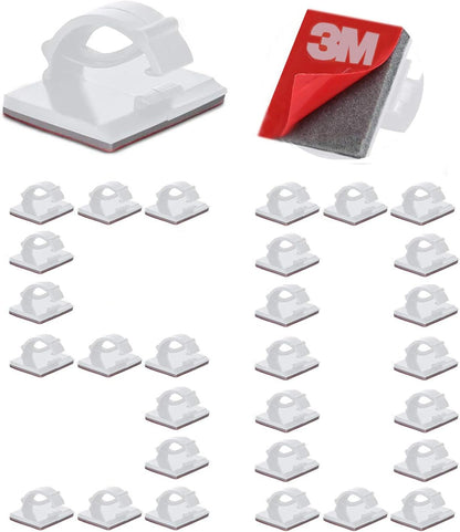 100pcs Self with 3M Adhesive Cable Clips Wire Holders Cord Organizer Cable Clamp Management Sticky for Office Home Car Desk Tables PC Laptop TV Wall, Black
