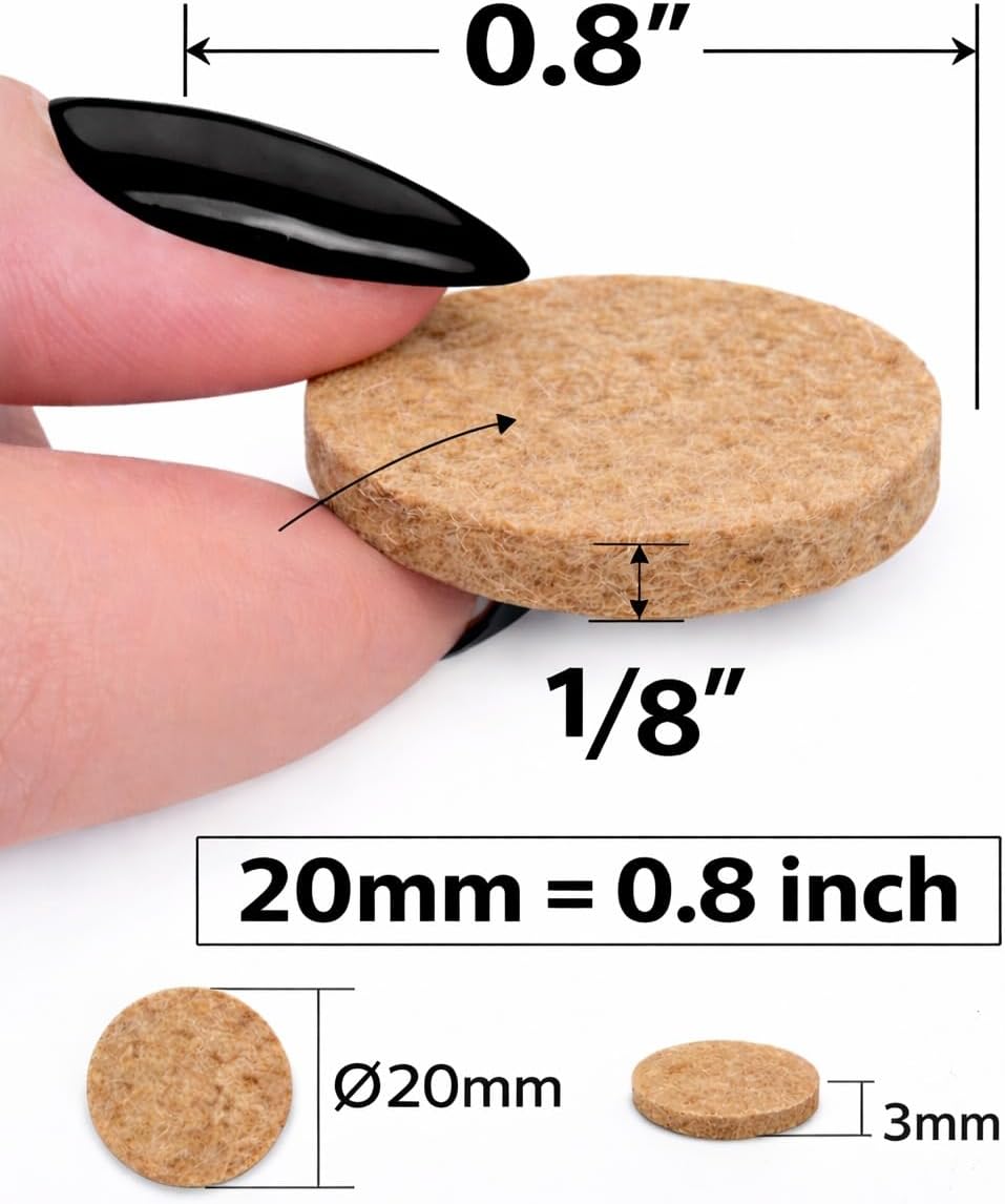 Felt Furniture Pads Corlevito 66 PCS (0.9") – Chair Leg Floor Protectors for Hardwood Floors, Strong Adhesive Anti Scratch Felt Pads for Furniture,Noise Reducing Furniture Pads (Brown)