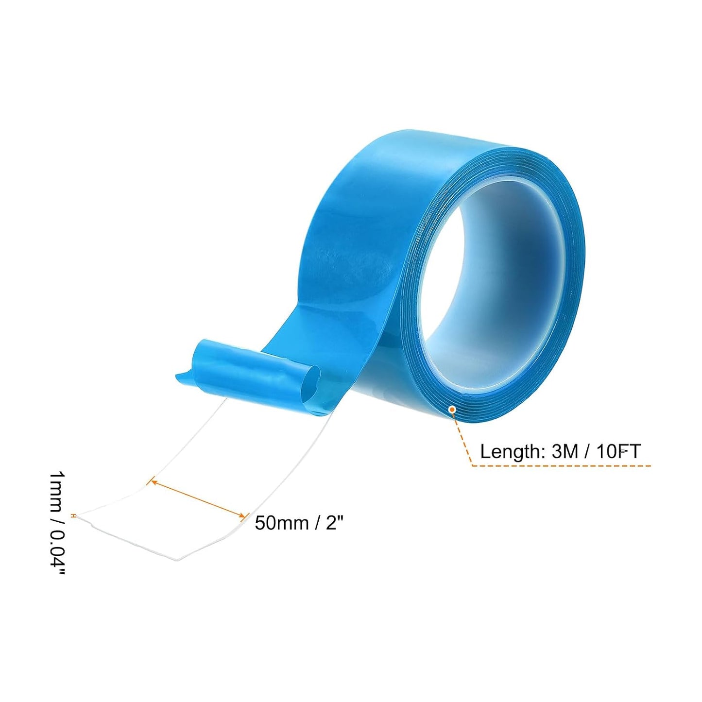 HARFINGTON Double Sided Nano Tape 10FT x 2" x 0.04" Multipurpose Removable Clear Mounting Tape Washable Waterproof Picture Hanging Adhesive Strips with Blue Liner for Carpets Posters