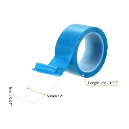 HARFINGTON Double Sided Nano Tape 10FT x 2" x 0.04" Multipurpose Removable Clear Mounting Tape Washable Waterproof Picture Hanging Adhesive Strips with Blue Liner for Carpets Posters