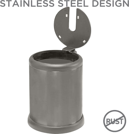 Bath Bliss Toilet Brush and Holder | Self Closing Lid | 360 Degree Brush Head | Bathroom Cleaning | Compact Size | Storage and Organization | Stainless Steel