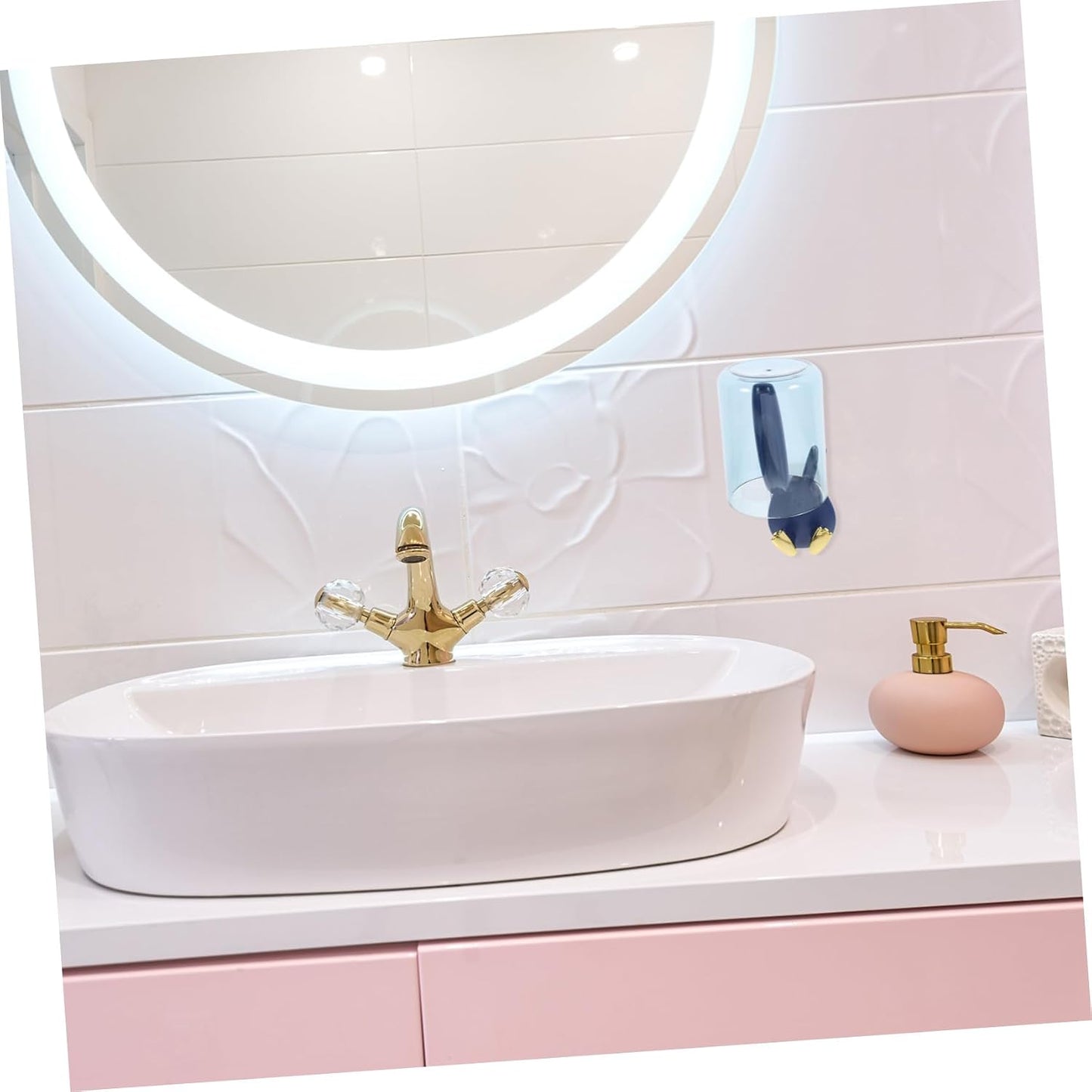Zerodeko Wall-Mounted Toothbrush Holder with Cup and Cover Easy Installation Bathroom Organizer for Toothbrushes and Cups Space-Saving Design for Home and Dorm Use