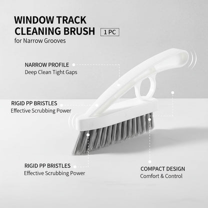 Window Track Cleaning Brush for Narrow Grooves, Rigid PP Scrubber for Sliding Door Rails & Tight Gaps (1 Pack)