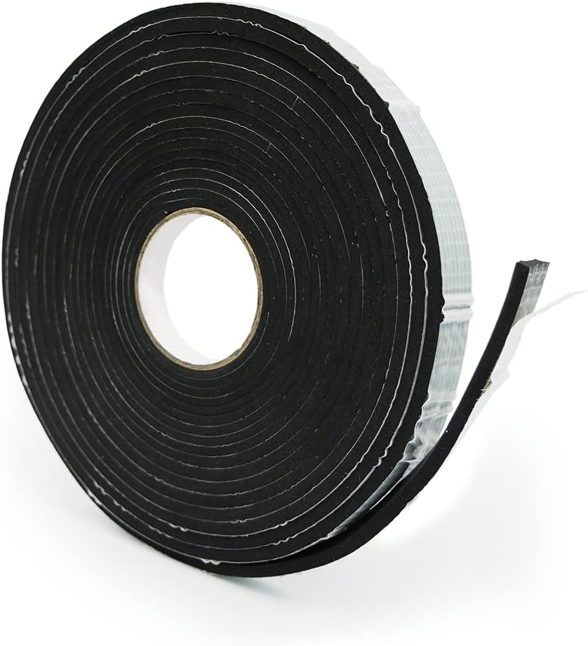Alenor EPDM Black Foam Insulation Tape Self Adhesive 1/8"x1" x 50' Ft –Pack of 1- Weather Stripping for Doors & Windows,Soundproofing,Door Seal,Weatherstrip,Pipe Cooling,Air Conditioning Seal Strip