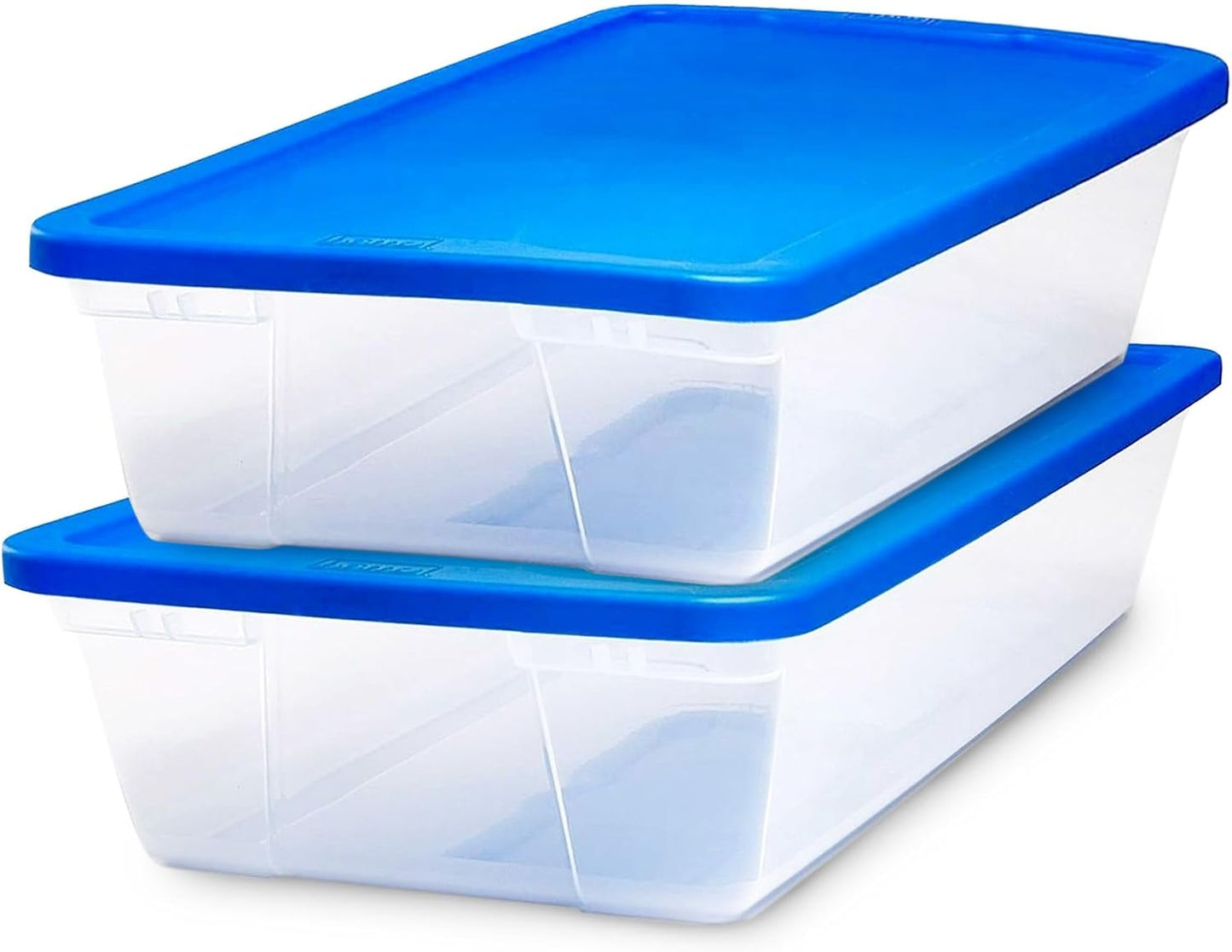 HOMZ 2-Pack Snaplock, Small Clear Plastic Storage Organizer Bins w/ Lids, 28 Quart, Gray - Stackable Container Boxes for Bedroom, Bathroom, Garage, and Office Organization