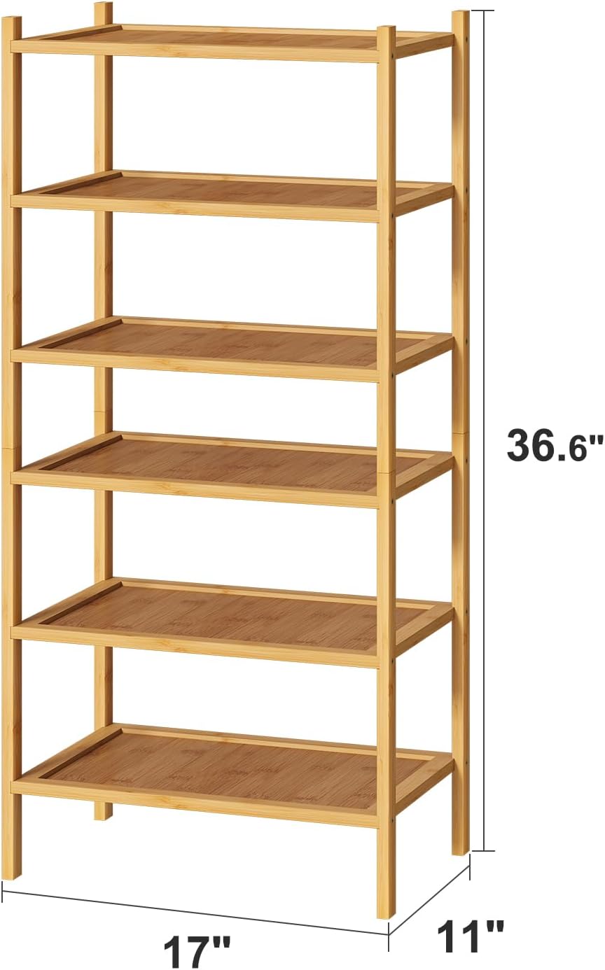 kiplant Small Shoe Rack, 4-Tier Bamboo Wood Shoe Rack for Entryway, Stackable Shoe Organizer for Hallway Closet, Free Standing Shoe Racks for Indoor & Outdoor