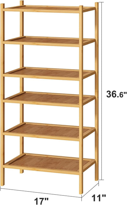 kiplant Small Shoe Rack, 4-Tier Bamboo Wood Shoe Rack for Entryway, Stackable Shoe Organizer for Hallway Closet, Free Standing Shoe Racks for Indoor & Outdoor