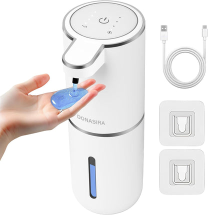 Automatic Liquid Soap Dispenser Touchless, USB Rechargeable Hand Soap Dispenser, 4 Adjustable Volume Levels, IPX5 Waterproof, 12.8oz/380ml Wall Mounted for Bathroom Kitchen Countertop, White