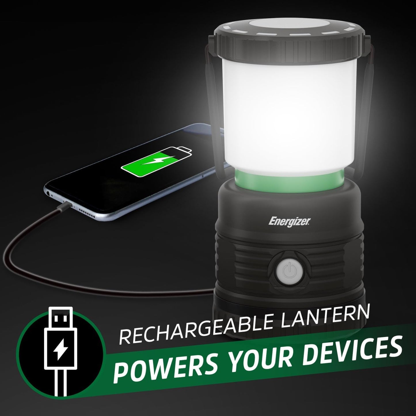Energizer S-500 Hybrid Power Camping Lantern, Solar, Rechargeable, or AA Battery Powered, IPX4 Water Resistant Bright LED Lantern