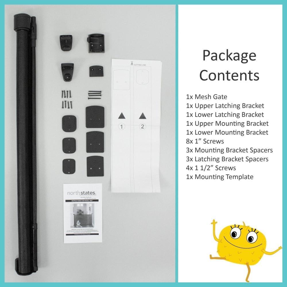 Toddleroo by North States - Retractable Fit Mesh Baby Gate: Indoor Retractable Baby Gate - Extra Wide Up to 55 Inches Wide - 33 Inches Tall - Black