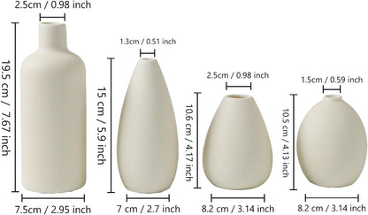 CEMABT Beige Ceramic vase Set-3 Small Flower vases for Decor,Modern Boho Farmhouse Home Decor,Decorative vase for Pampas Grass&Dried Flowers,idea Shelf,Table,Bookshelf ，Entryway- Distressed