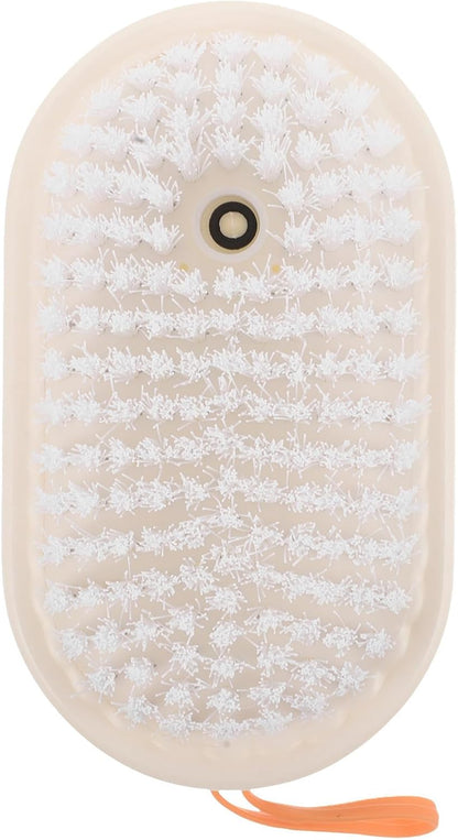 Uonlytech Manual Press Shoe Cleaning Brush Abs and TPR Material Anti-Slip Handle Soft Bristles with Soap Dispenser for Shoes and Clothes Cleaning, for Home and Outdoor Use