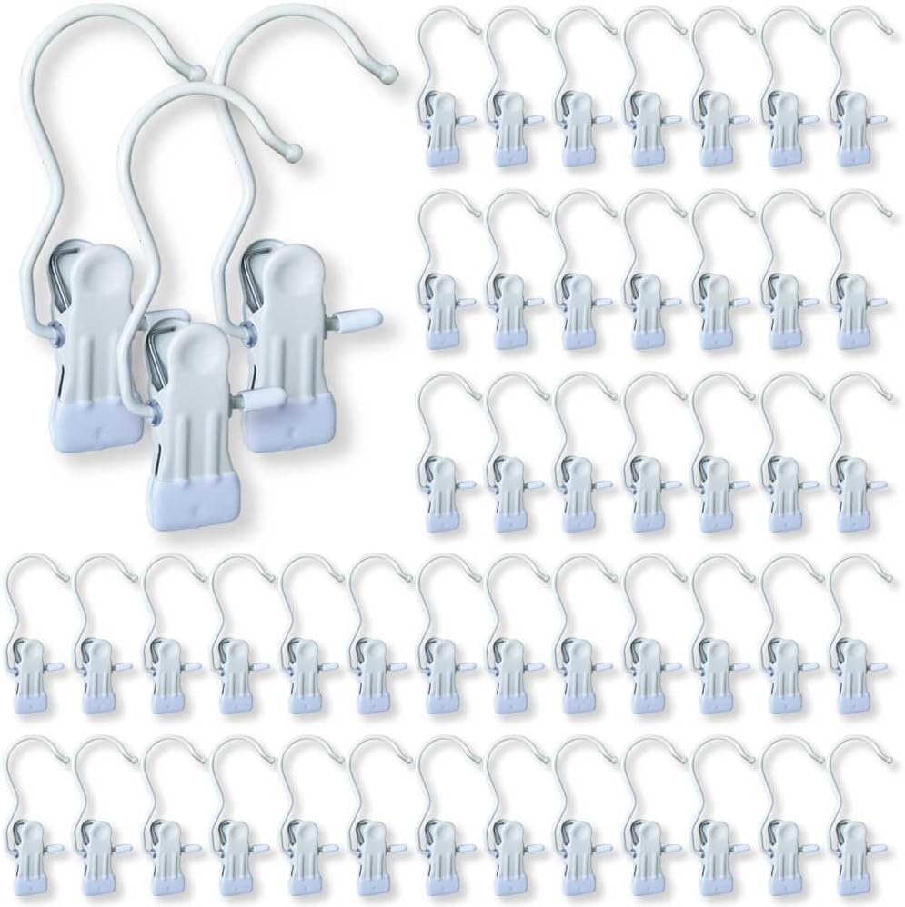 Hangers Clips,Stainless Hooks for Closet Hooks,Heavy Duty Clothespins Laundry Hanging Hooks,Travel Portable Clothes,Boot Tall Towel Hats Socks Pants and Bras (10, Matte Black)