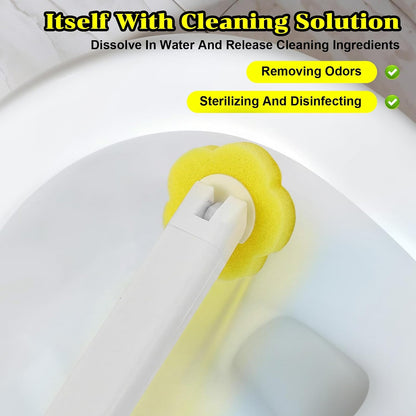 2 Pack Disposable Toilet Brush and Holder Set, Extended Handle Toilet Bowl Cleaner Wand with 48 Refills Replacement Heads Pads Bathroom Maintenance Bathtub Stick Cleaning System Starter Kit