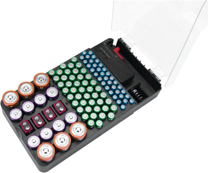 Performance Tool W3001 104 Slot Battery Organizer with Removable Tester - Keep Your Batteries Neatly Stored and Corrosion-Free