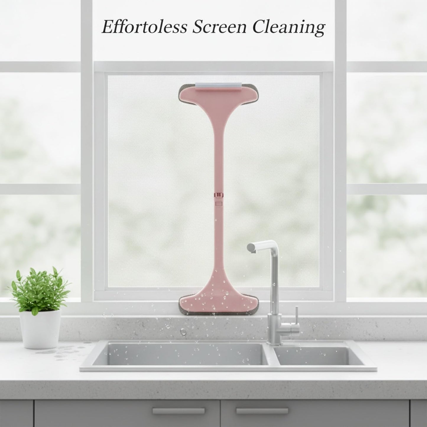 Clean Fixed Window Screens Without Removal: Double-Sided Mesh Brush Tool, Durable PP Plastic