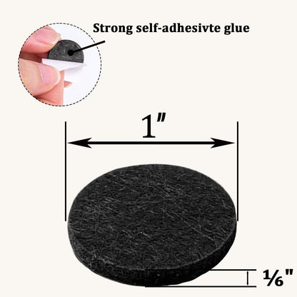 48 PCS Felt Furniture Pads, 1-inch Round Black Chair Felt Pads, Felt Pads for Furniture Feet to Protect The Floor from Scratches,Reduce Noise (Black)