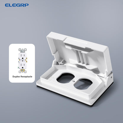 ELEGRP Horizontal Outdoor Cover for Duplex Receptacles, 2-Hole Weatherproof Wall Plate, Outdoor Electrical Outlet Cover, Standard Size 1-Gang 4.55” x 3.02”, Thermoplastic, 1 Pack, Grey