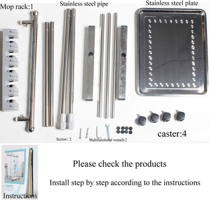 Broom And Mop Holder Put Wet Mops Movable Floor-Mounted Mop Rack Floor Standing Cleaning Tool Cart Storage For Garden Garage Schools, Hospitals, Factories, Hotels,Property Companies (12racks)