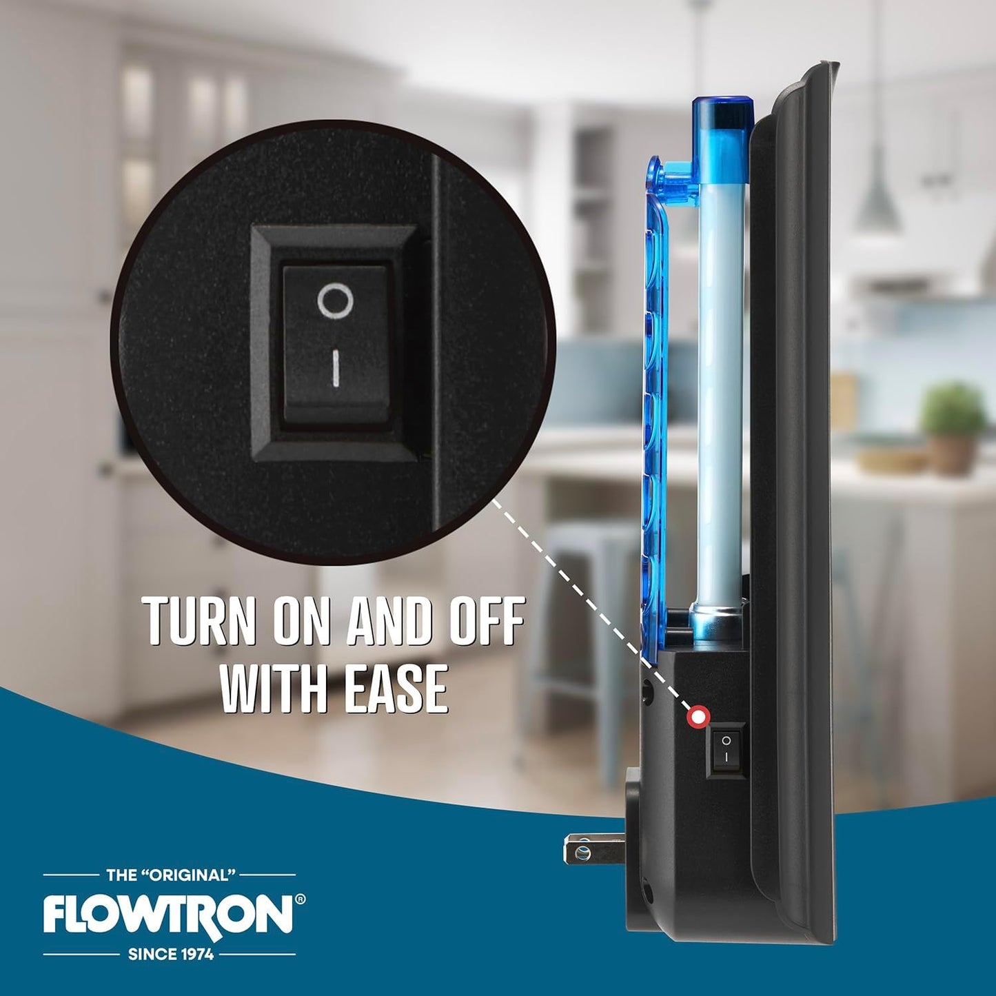 Flowtron Indoor Plug-in Fly Trap, 9W UV Light Electric Insect Trap with Adhesive Board – Silent Mosquito, Gnat & Fruit Fly Catcher, 375 Sq Ft Coverage (Black)