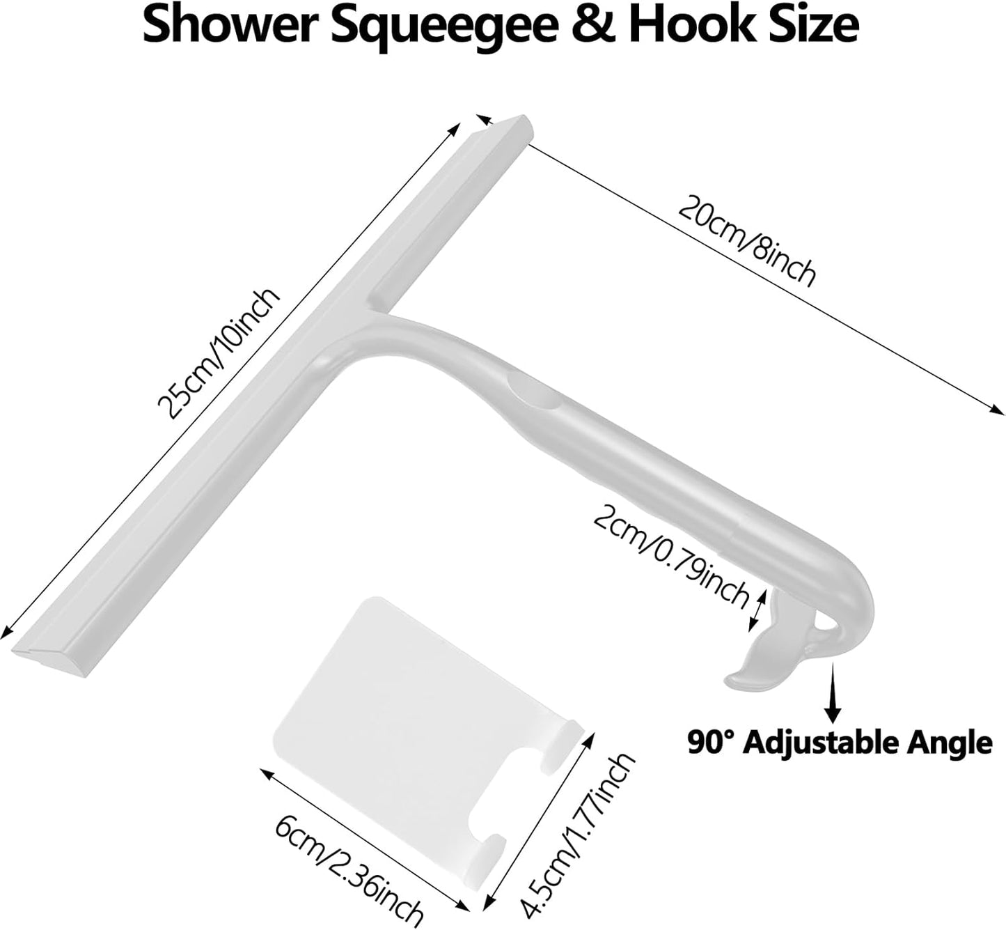 Shower Squeegee for Glass Doors,2-in-1 Silicone Shower Squeegee with Hook,Hang Anywhere | Streak-Free Bathroom Squeegee | Household Window Mirror Squeegee for Bathroom,Glass,Tile Wall,Car | Black