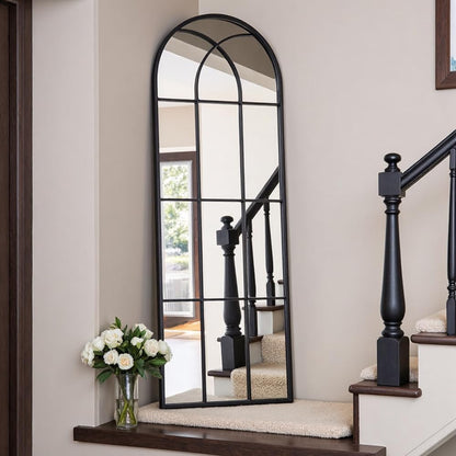 OGCAU Floor Full Length Mirror, 56"x20" Arched Full Body Mirror, Hanging or Leaning, Standing, Wall Mounted with Aluminum Frame for Bedroom Living Room, White