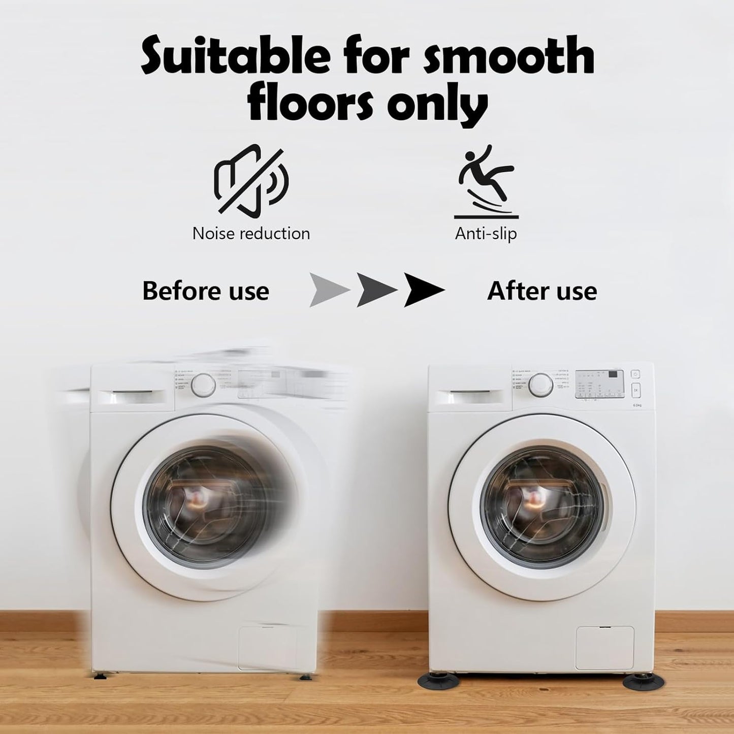 LELE LIFE 8Pcs Suction Cup Anti Vibration Pads for Washing Machine, Rubber Washer Dryer Anti Vibration Mat, Washing Machine Support Foot Pedestal, Stop Vibrating & Noise