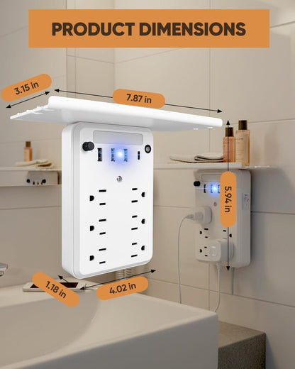 Saker Outlet Concealer Power Strip | 5ft Flat Plug Extension Cord with 3 Outlets,1625W | Universal Size Outlet Cover Baby Proofing | Cover Extension Cord for Kitchen, Home and Office