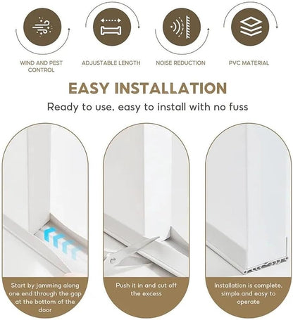 Upgrade Vinyl Door Seal Strip Bottom 35×2 Inch Adjustable Door Sweeps Door Draft Stoppers for Bottom of Door Easy to Install Under Door Weather Stripping, Blocks Dust/Insects/Noise