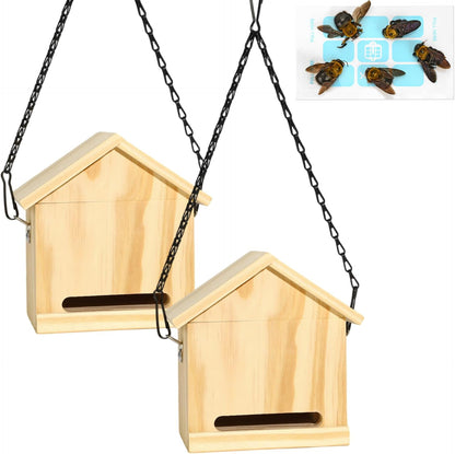 Carpenter Bee Trap for Outside - Wasp Traps Outdoor Hanging with Sticky Traps - Carpenter for Wasps, Mud Daubers (2 Bee Trap+8 Refills)