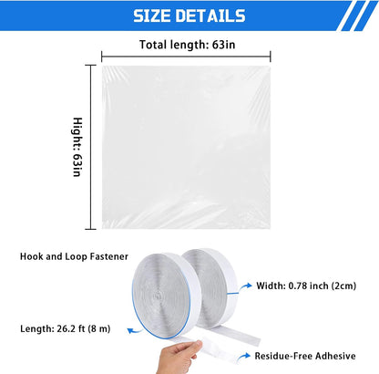 Heavy Duty Window Insulation Kit for Winter - 75 in x 79 in Clear Plastic 180㎛ Thick Shrink Film on Windows and Patio Doors, Reusable Storm Window Kit for Sliding Doors & Large Windows