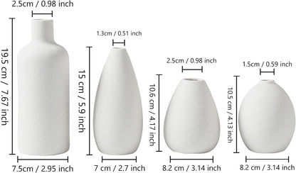 CEMABT Beige Ceramic vase Set-3 Small Flower vases for Decor,Modern Boho Farmhouse Home Decor,Decorative vase for Pampas Grass&Dried Flowers,idea Shelf,Table,Bookshelf ，Entryway- Distressed