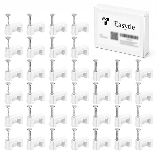 Cable Clips Nail in Cable Clips 100 Pcs 8mm Flat Ethernet Cable Wall Clips Cable Tacks Coax Cable Clip Speaker Wire Clips Cable Nails for Cords Cat5/Cat5e/Cat6/Cat7 RJ45 Cord Clips